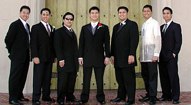 Me in barong among friends in suits