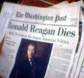 Washington Post with headline of Reagan's death